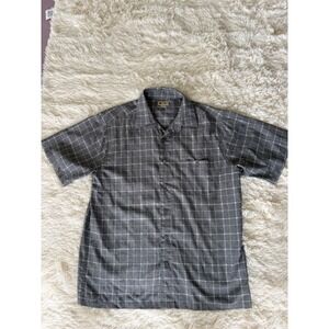 Haggar Clothing Gray Plaid Short Sleeve Button‎ Up Shirt Mens Large